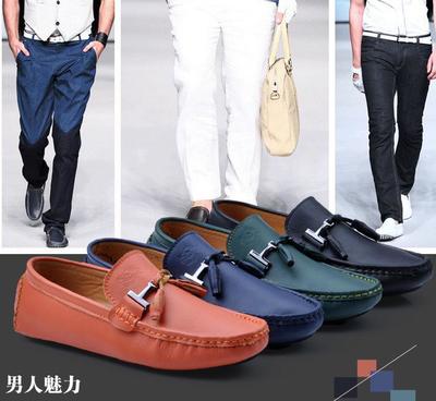 【步森狼光面豆豆鞋男鞋 真皮純色套頭休閑鞋 懶人駕車(chē)鞋船鞋】?jī)r(jià)格_廠家_圖片 -